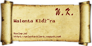 Walenta Klára névjegykártya